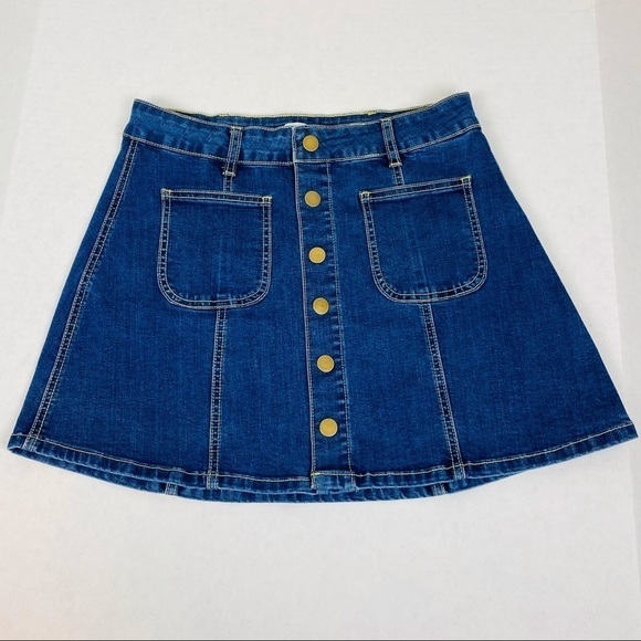 Altar’d State Front Snap Denim Skirt Size S - Picture 2 of 10